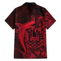 Custom French Polynesia Hawaiian Shirt Map Of Islands Flag Hibiscus With Polynesian Shark Tattoo CTM14 - Polynesian Pride