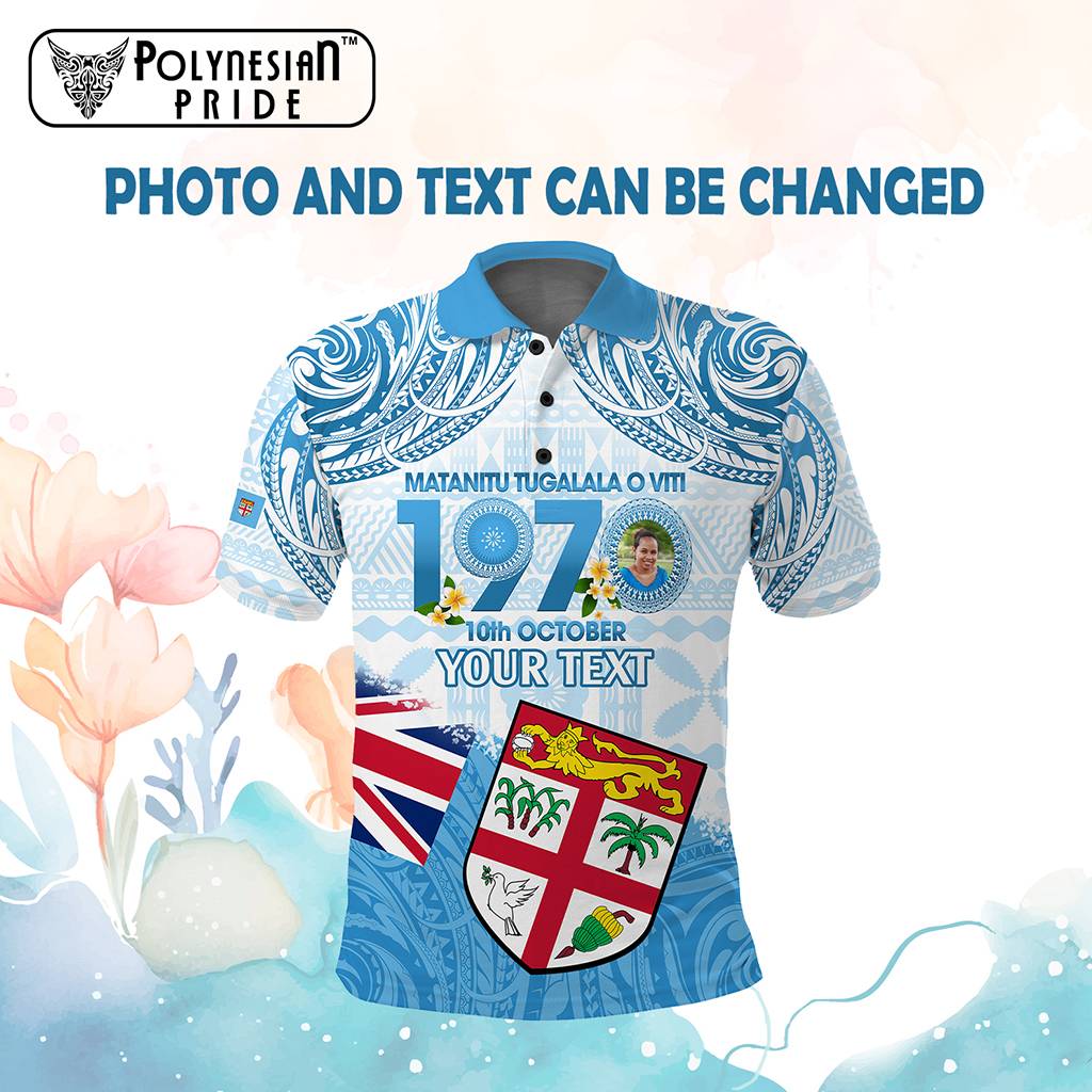 Custom Photo Fiji Day 1970 Polo Shirt Proud To Be A Fijian Tapa Pattern CTM14 - Polynesian Pride