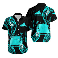 Tokelau Matching Dress and Hawaiian Shirt Tokelauan Tatau with Badge Turquoise LT14 - Polynesian Pride