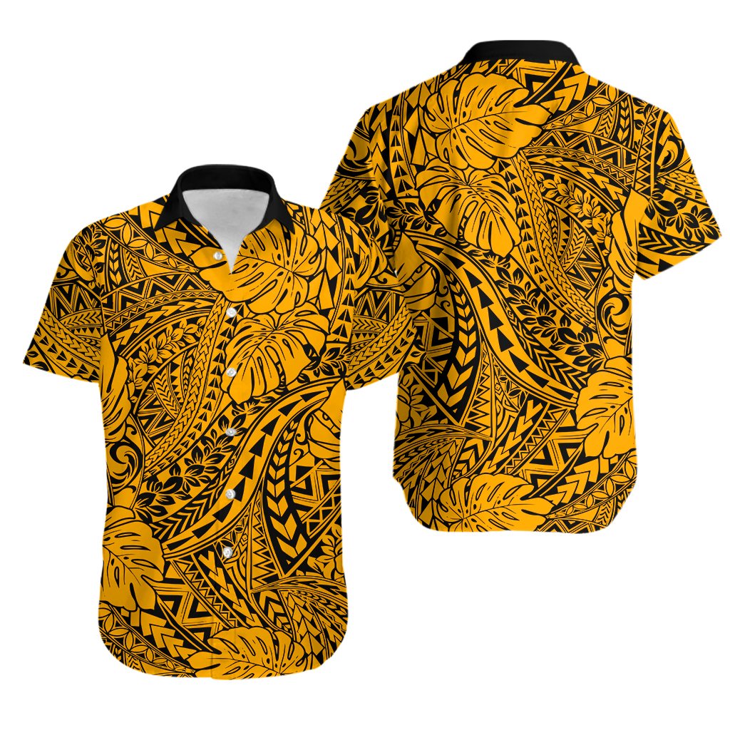 Hawaii Couples Matching Mermaid Dress and Hawaiian Shirt - Gold Polynesian Tribal Art LT14 - Polynesian Pride