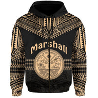 Marshall Islands Zip Hoodie Best Tattoo Version Golden LT13 Unisex Golden - Polynesian Pride