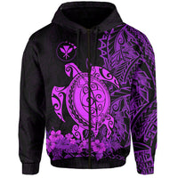 Hawaii Polynesian Zip Hoodie Purple Sea Turtles Hawaiian LT13 Unisex Purple - Polynesian Pride
