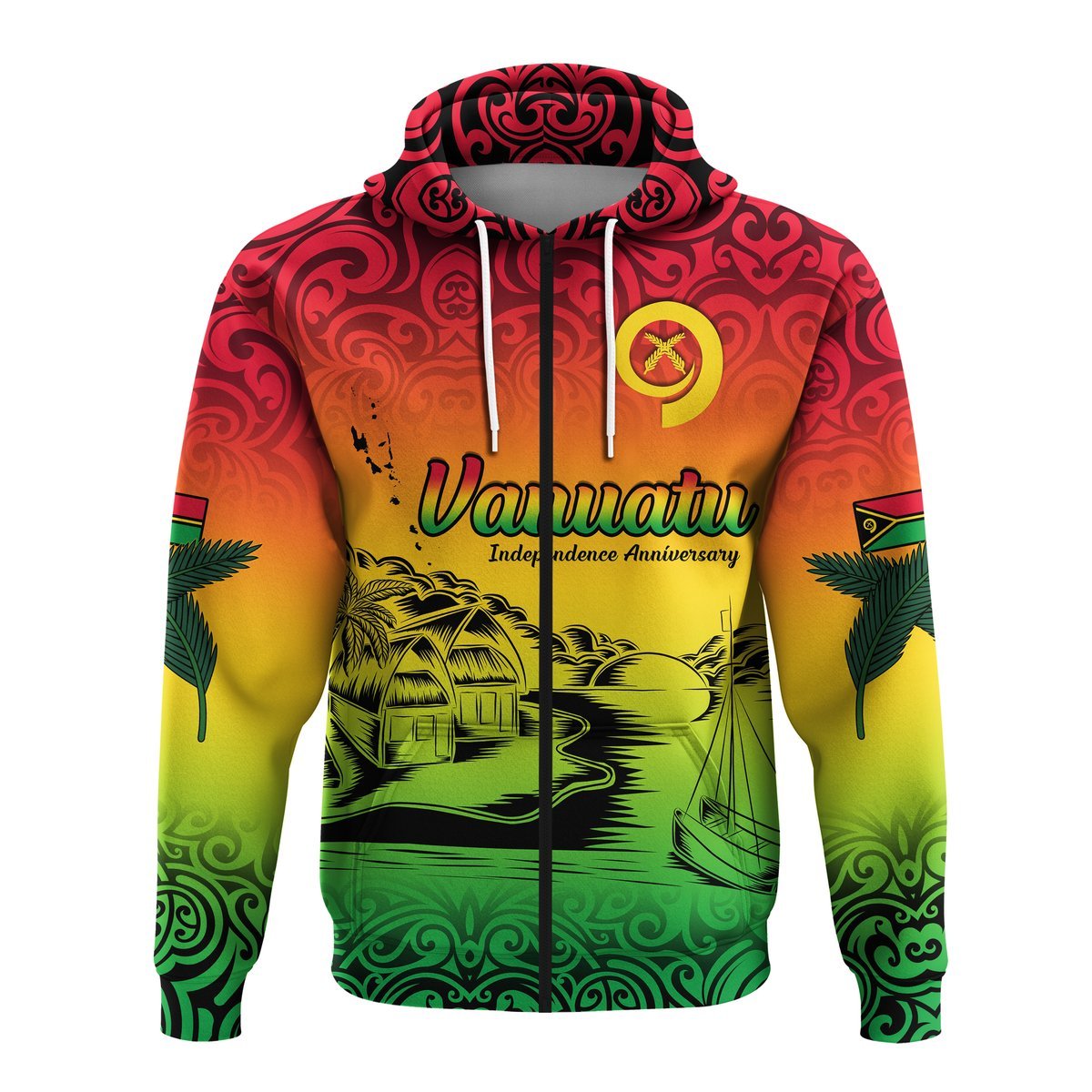 Vanuatu Peaceful Zip Hoodie Independence Anniversary LT13 - Polynesian Pride