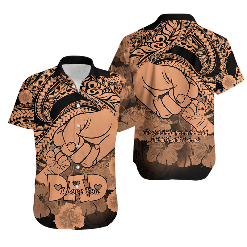 Matching Hawaiian Outfits For Couples Polyneisian Happy Father Day Dress and Hawaiian Shirt I Love You Dad Tribal Nude LT9 - Polynesian Pride