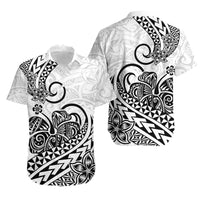 Polynesian Tribal Tattoo Retro Couples Off Long Dress and Hawaiian Shirt Black Screen Color LT9 No Dress Black - Polynesian Pride