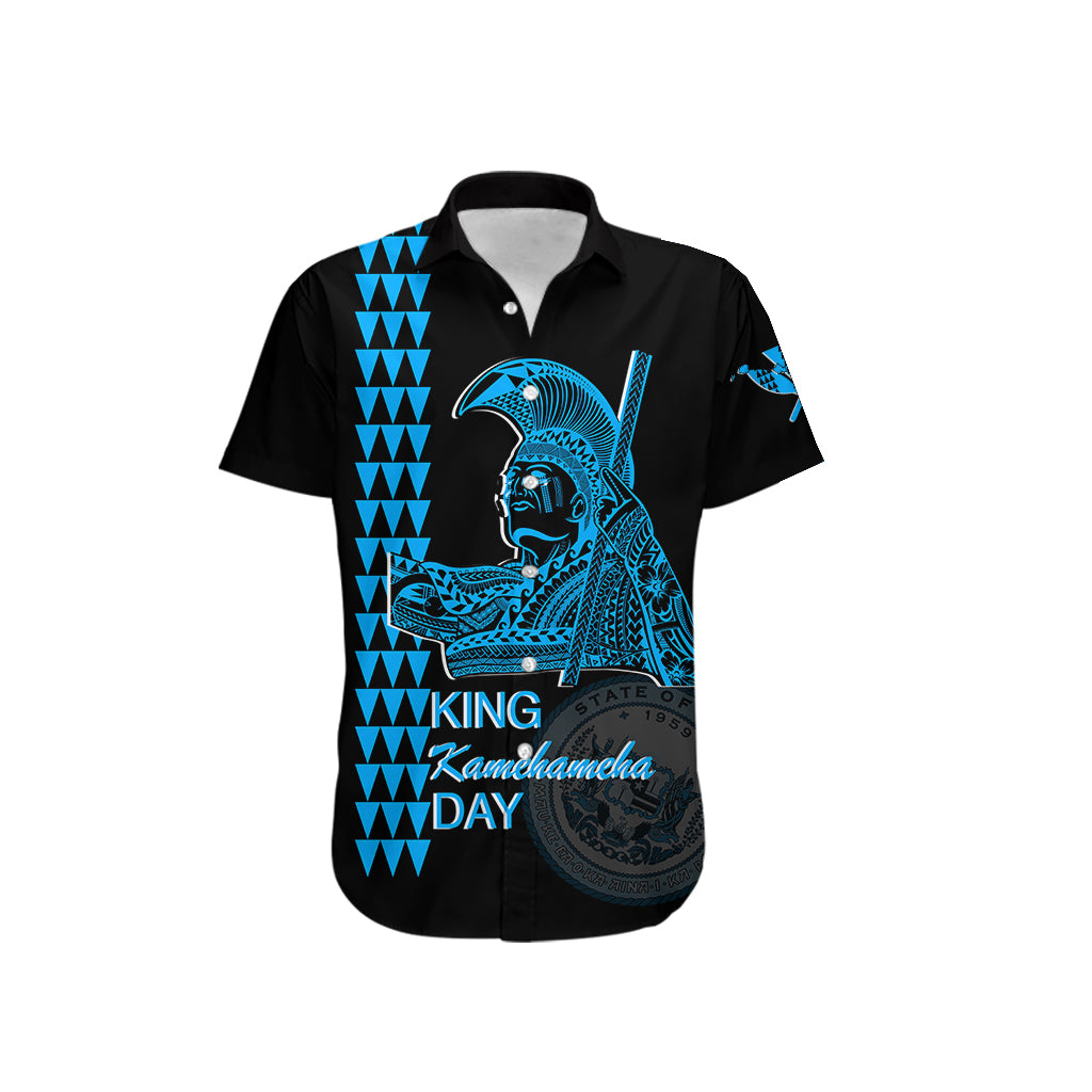 Hawaii Matching Dress and Hawaiian Shirt King Kamehameha Day Blue LT6 No Dress Blue - Polynesian Pride