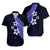 Polynesian Couples Matching Outfits Combo Long Sleeve Dress With Plumeria Flower Blue LT6 - Polynesian Pride