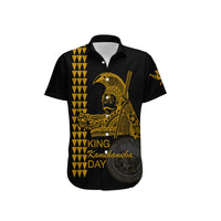 Hawaii Couples Matching Outfits Combo Long Sleeve Dress Kamehameha Day - Gold LT6 - Polynesian Pride