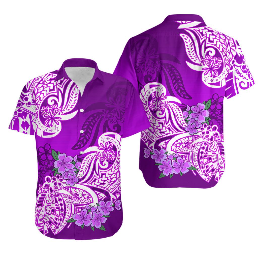 Polynesian Matching Outfit For Couples Floral Tribal Purple Style Bodycon Dress And Hawaii Shirt LT9 No Dress - Polynesian Pride