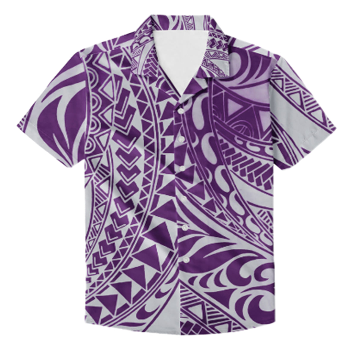 Purple Polynesian Tribal Family Matching Outfits Polynesian Off Shoulder Long Sleeve Dress And Shirt Family Set LT9 Dad's Shirt - 5XL - Polynesian Pride