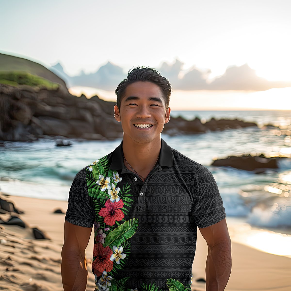 Hawaii Tropical Flowers and Leaves Polo Shirt - Tapa Pattern Colorful Mode LT03