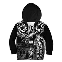 Personalised Polynesian Father's Day Hoodie KID Dad & Kid - Guam LT7 Hoodie Black - Polynesian Pride