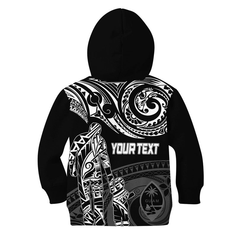 Personalised Polynesian Father's Day Hoodie KID Dad & Kid - Guam LT7 Zip Hoodie Black - Polynesian Pride