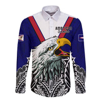 (Custom Personalised) American Samoa Hawaii Long Sleeve Button Shirt Bald Eagle Mix Polynesian LT13 - Polynesian Pride