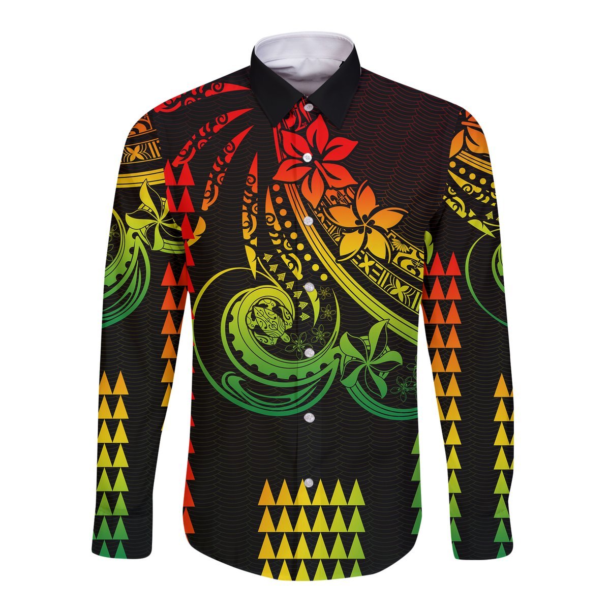 Kakau Hawaiian Polynesian Couples Matching Outfits Long Sleeve Dress And Long Sleeve Button Shirt Reggage LT6 - Polynesian Pride