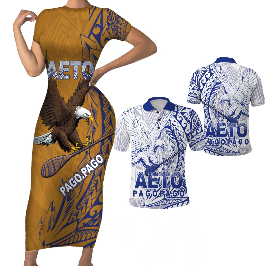American Samoa Couples Matching Short Sleeve Bodycon Dress and Polo Shirt AETO Pago Pago Wings Style LT03 Polo Shirt - Polynesian Pride