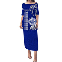 Matching Outfit For Couples Hawaii Waiakea High School Puletasi Dress and Hawaiian Shirt Polynesian Kakau Pattern LT14 - Polynesian Pride