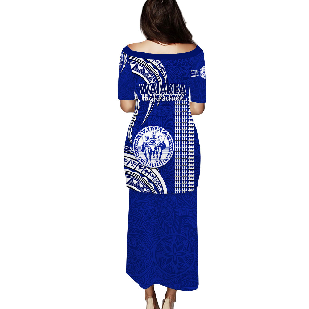 Matching Outfit For Couples Hawaii Waiakea High School Puletasi Dress and Hawaiian Shirt Polynesian Kakau Pattern LT14 - Polynesian Pride