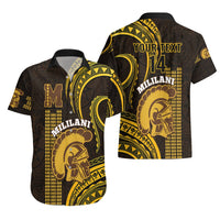 Personalised Matching Outfit For Couples Hawaii Mililani High School Puletasi Dress and Hawaiian Shirt Polynesian Kakau Pattern LT14 - Polynesian Pride