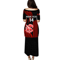 Personalised Matching Outfit For Couples Hawaii Kalani High School Puletasi Dress and Hawaiian Shirt Polynesian Kakau Pattern LT14 - Polynesian Pride