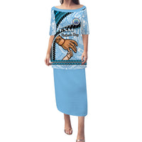 Personalised Pride Father Day FSM Puletasi Dress Federated States of Micronesia I Love You Dad LT14 Long Dress Blue - Polynesian Pride