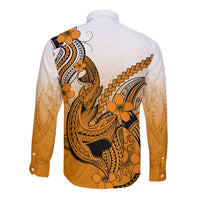 Orange Hawaii Family Matching Outfits - Mermaid Dress and Hawaiian Shirt Polynesian Shark Tattoo LT14