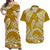 Couples Matching Hawaiian Outfits Couples Long Dress and Hawaiian Shirt Hawaiian Tribal Honu Gold Version LT14 Gold - Polynesian Pride