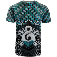 New Zealand Maori T Shirt Poutama Pikorua - Single Twist Turquoise Paua Shell LT05 - Polynesian Pride