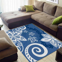Polynesia Area Rug Blue Tribal Turtle Floral Pattern LT05 - Polynesian Pride