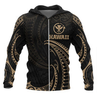 Hawaii Polynesian Hoodie - Gold Tribal Wave