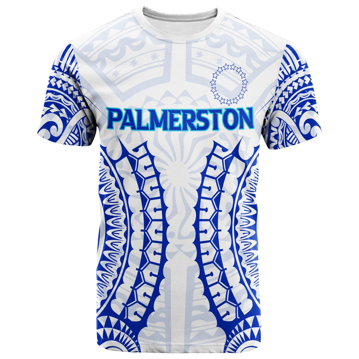 Custom Cook Islands Palmerston T Shirt Tribal Pattern LT12 Blue - Polynesian Pride