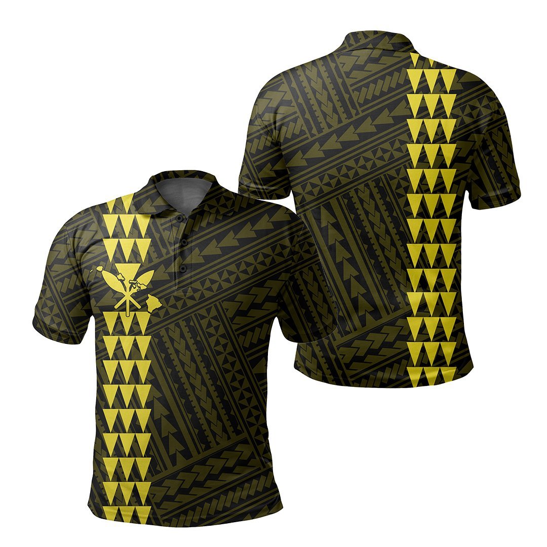 Hawaiian Kakau Polo Shirt - Simple Style Full Color LT6 Unisex Yellow - Polynesian Pride