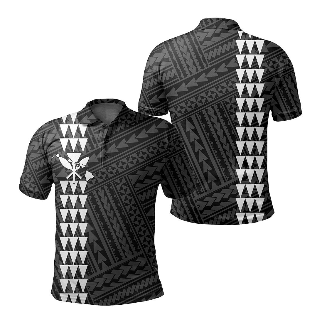 Hawaiian Kakau Polo Shirt - Simple Style Full Color LT6 Unisex White - Polynesian Pride