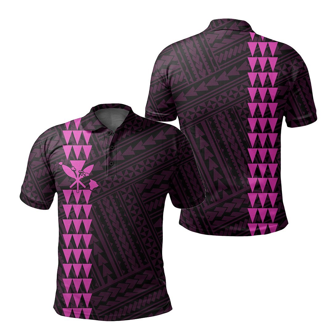 Hawaiian Kakau Polo Shirt - Simple Style Full Color LT6 Unisex Pink - Polynesian Pride