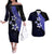 Polynesian Couples Matching Outfits Combo Long Sleeve Dress With Plumeria Flower Blue LT6 Blue - Polynesian Pride