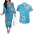 Hawaii Summer Couples Matching Outfits Combo Long Sleeve Dress Mix Polynesian Light Blue LT6 Blue - Polynesian Pride