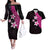 Polynesian Couples Matching Outfits Combo Long Sleeve Dress With Plumeria Flower Pink LT6 Pink - Polynesian Pride