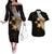 Polynesian Couples Matching Outfits Combo Long Sleeve Dress With Plumeria Flower Gold LT6 Gold - Polynesian Pride