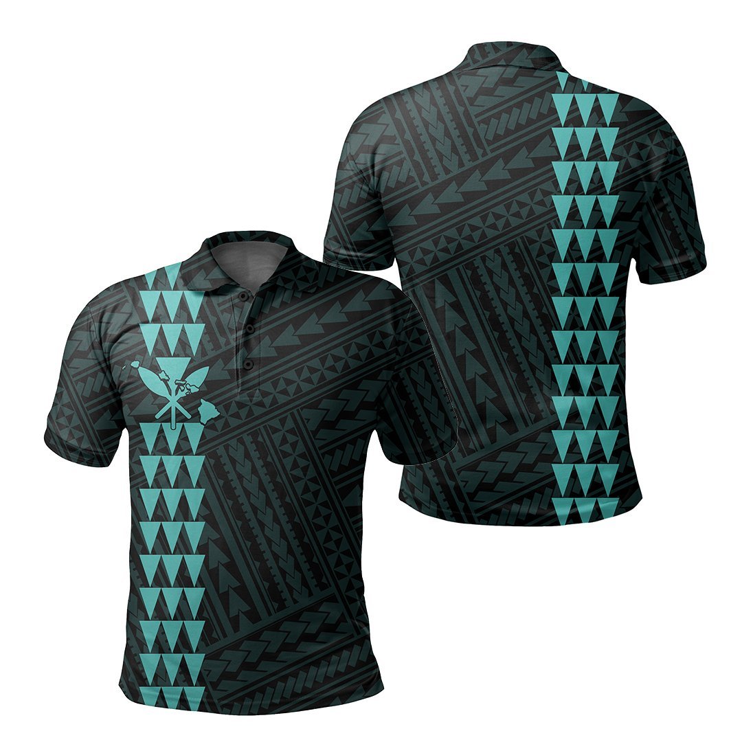 Hawaiian Kakau Polo Shirt - Simple Style Full Color LT6 Unisex Teal - Polynesian Pride