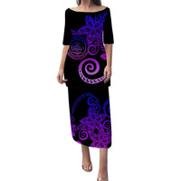 Palau Plumeria Polynesian Tribal Puletasi Dress - LT12 Long Dress Black - Polynesian Pride