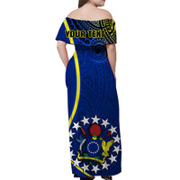 Personalised Cook Islands Matching Hawaiian Shirt and Dress June 15 Mangaia Gospel Day Blue Version LT14 - Polynesian Pride