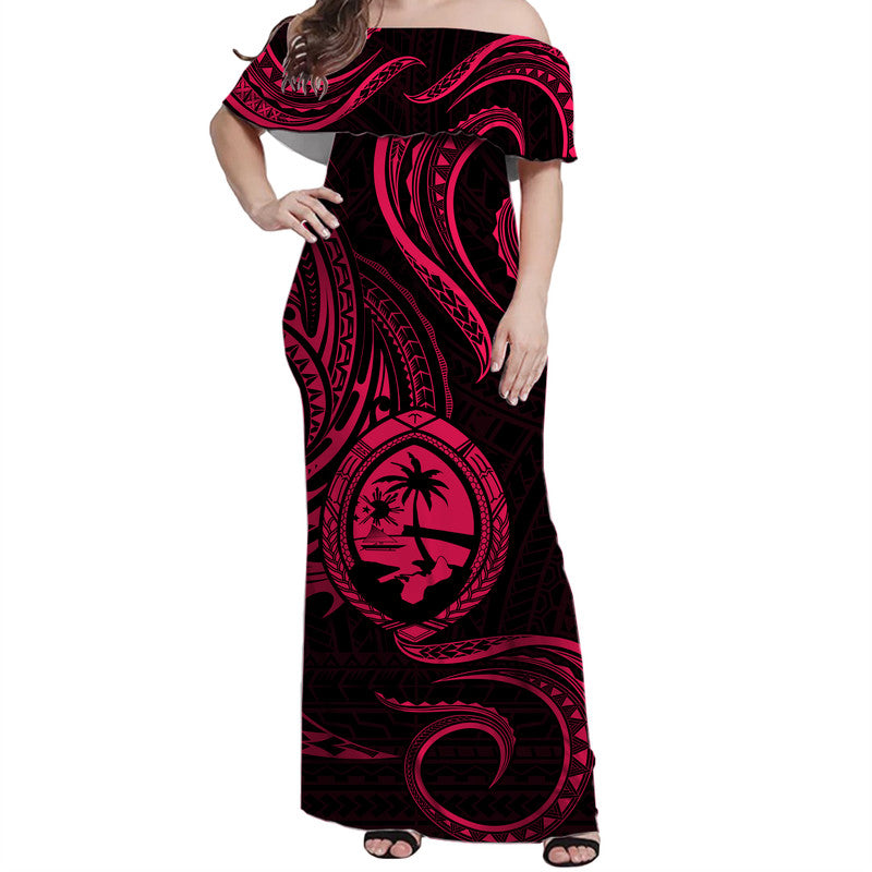 Polynesian Matching Dress and Hawaiian Shirt Guam Coat of Arms with Polynesian Tribal Tattoo Pink Version LT9 - Polynesian Pride