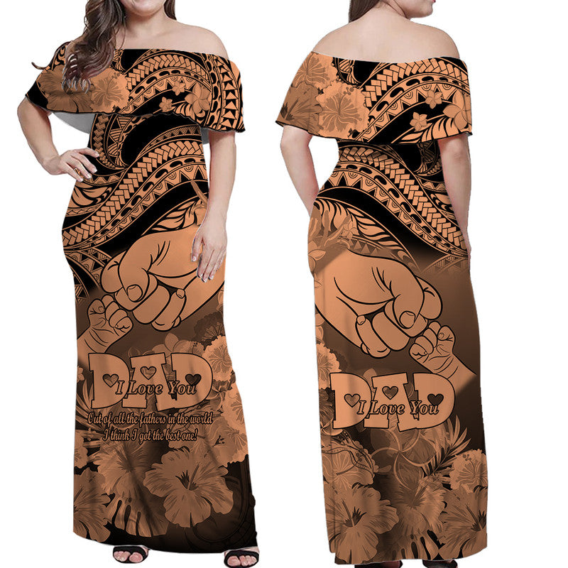 Matching Hawaiian Outfits For Couples Polyneisian Happy Father Day Dress and Hawaiian Shirt I Love You Dad Tribal Nude LT9 - Polynesian Pride