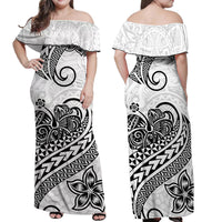 Polynesian Tribal Tattoo Retro Couples Off Long Dress and Hawaiian Shirt Black Screen Color LT9 No Shirt Black - Polynesian Pride