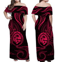 Polynesian Matching Dress and Hawaiian Shirt Guam Coat of Arms with Polynesian Tribal Tattoo Pink Version LT9 - Polynesian Pride