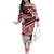 Polynesian Tribal Couples Matching Outfits Combo Long Sleeve Dress And Hawaiian Shirt Red LT6 - Polynesian Pride