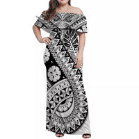 Polynesian Masi Kesa No2 Black Style Women Off Shoulder Long Dress LT9 Women Blue - Polynesian Pride