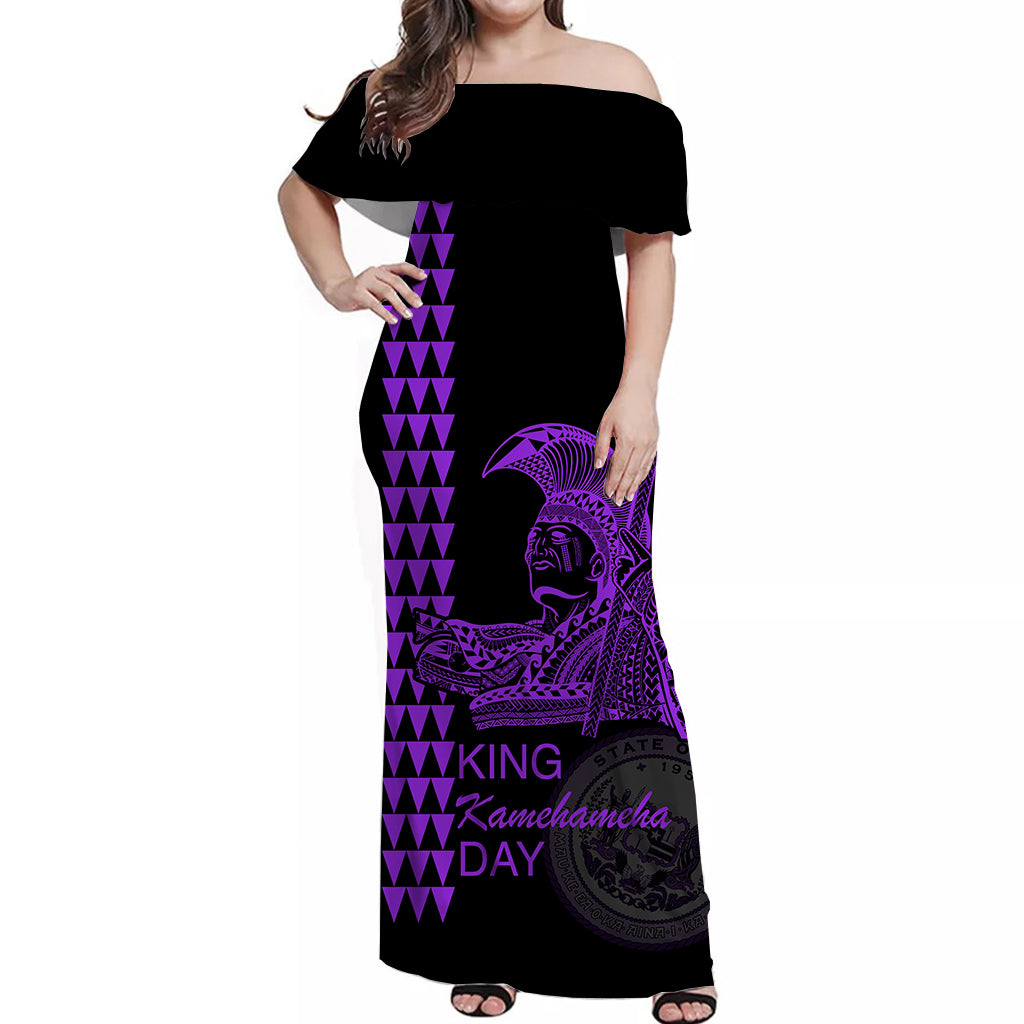 Hawaii Matching Dress and Hawaiian Shirt King Kamehameha Day Purple LT6 No Shirt Purple - Polynesian Pride