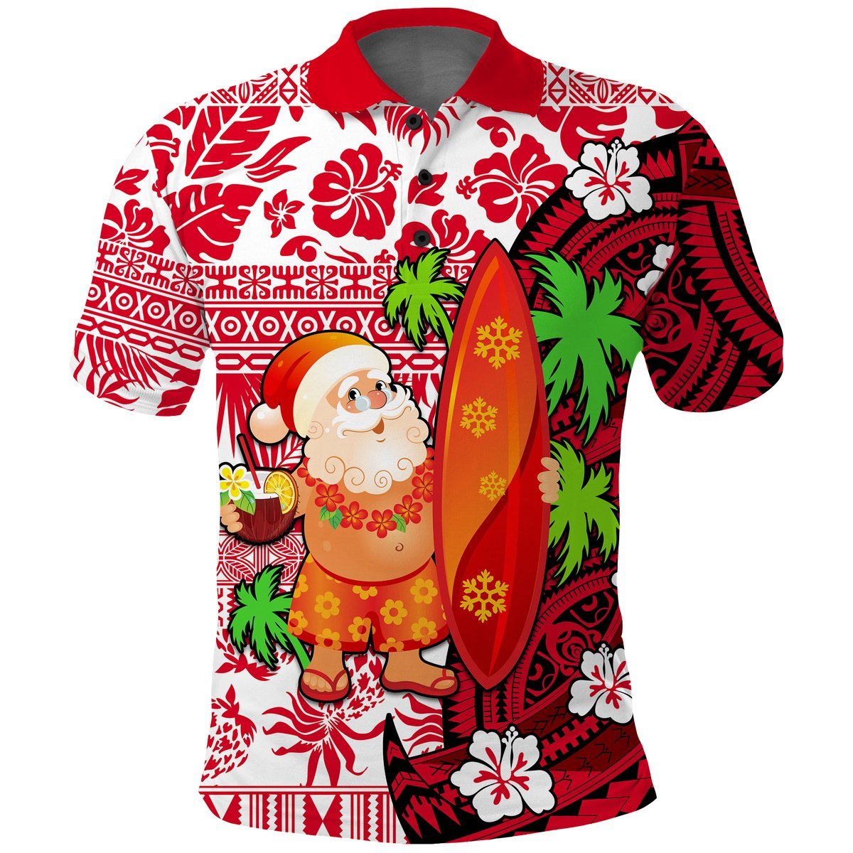 Custom Mele Kalikimaka Polo Shirt Christmas Hawaii with Santa Claus LT13 - Polynesian Pride