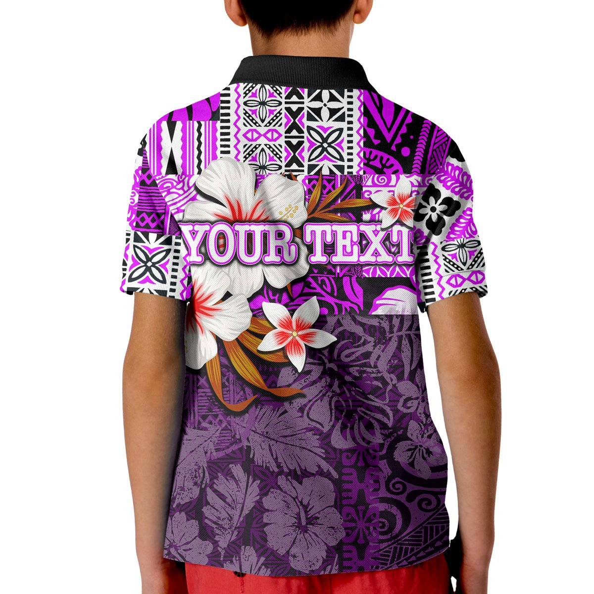 (Custom Personalised) Hammerhead shark Polo Shirt KID Hawaii Style Purple LT6 - Polynesian Pride
